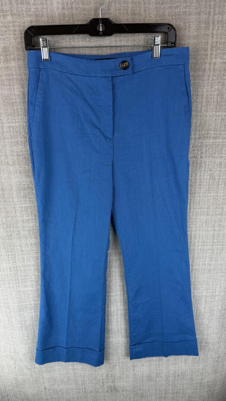 Ann Taylor Pants Womens 6P Blue Bootcut Dress Pants Linen Blend Stretch Pockets